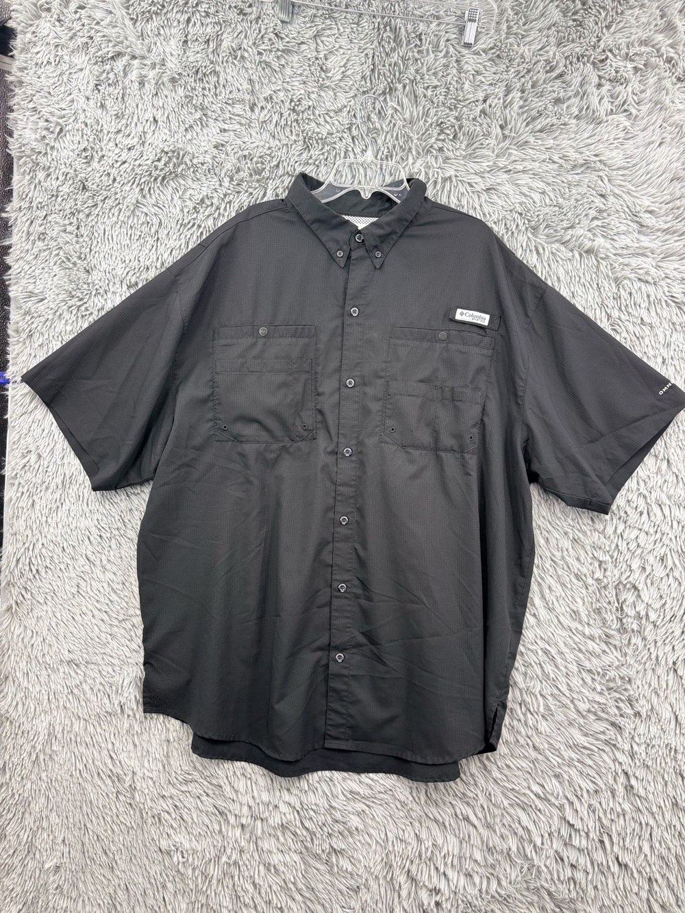 Columbia PFG Tamiami II Fishing Shirt Mens XXL Black Short Sleeve Button Up Vent